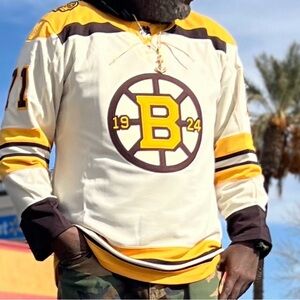 adidas Men's Cream and Yellow Boston Hockey Jersey